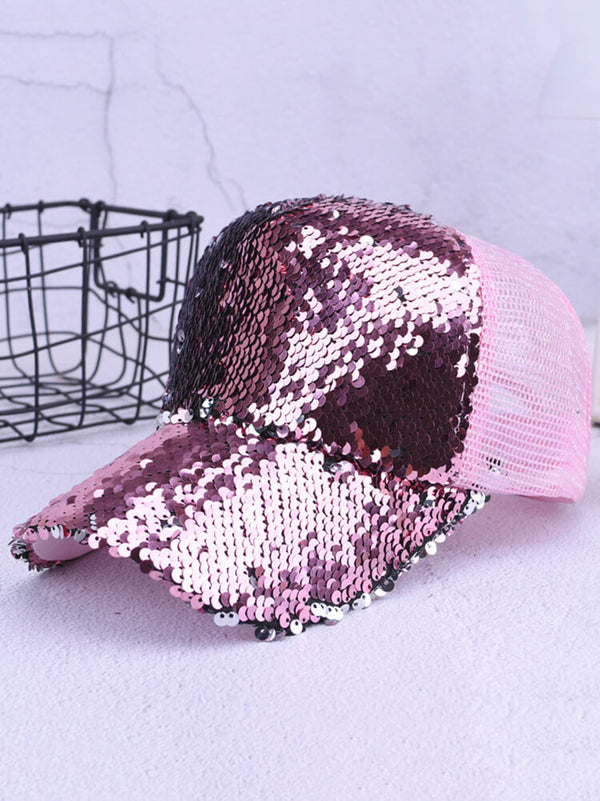 Gorras de béisbol de malla con lentejuelas brillantes