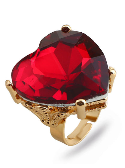 Heart Shape Retro Imitation Gemstone Ring