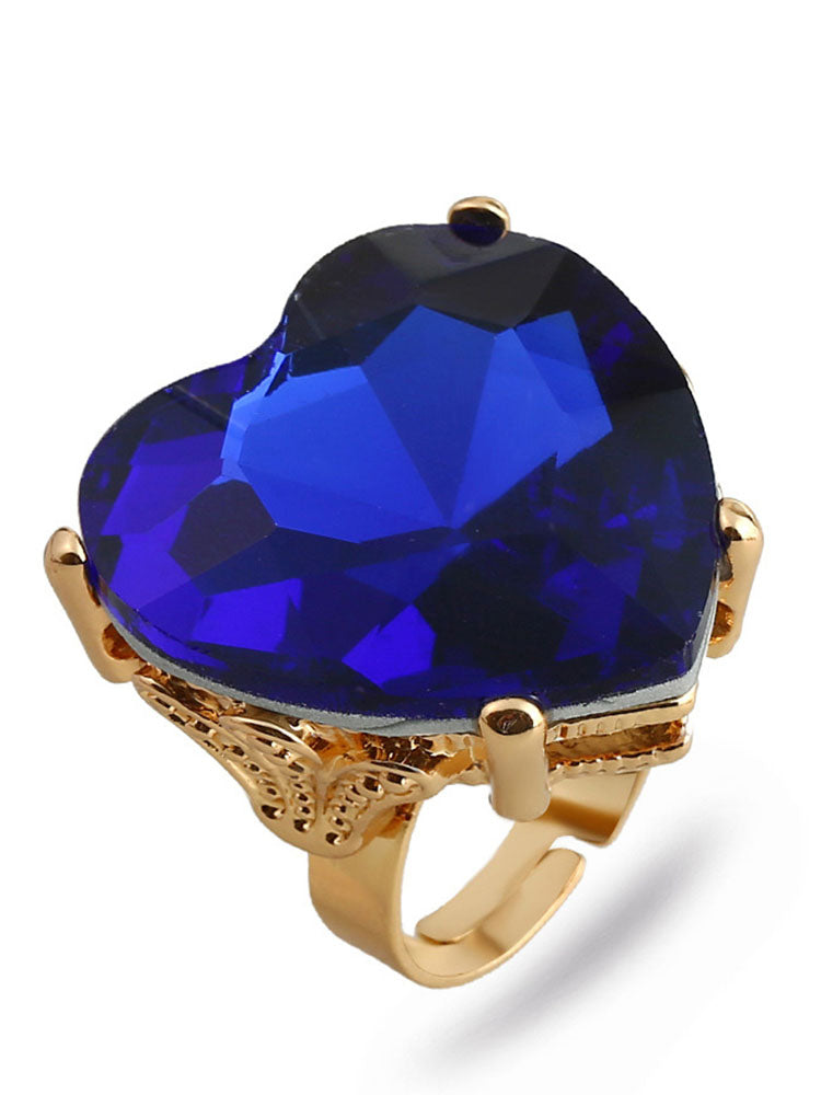 Heart Shape Retro Imitation Gemstone Ring