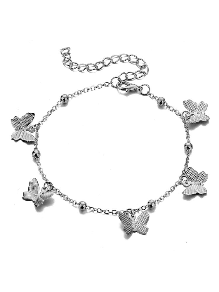 Tobillera con pulseras de cadena multicapa