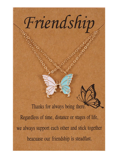 Double Layer Butterfly Pendant Chain Necklaces