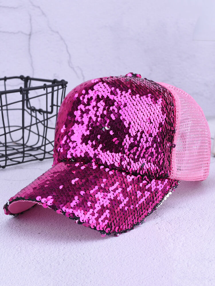 Gorras de béisbol de malla con lentejuelas brillantes