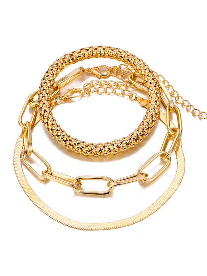 Tobillera con pulseras de cadena multicapa