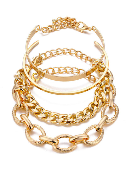 Tobillera con pulseras de cadena multicapa