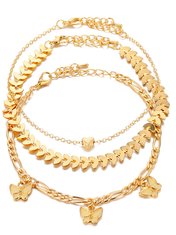 Tobillera con pulseras de cadena multicapa