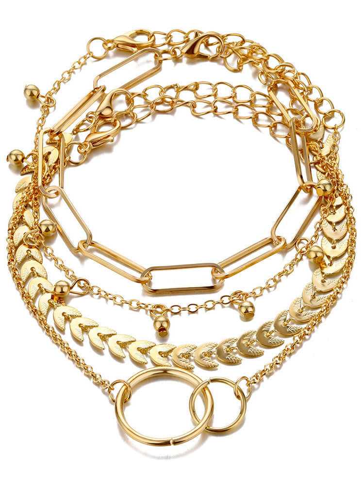 Tobillera con pulseras de cadena multicapa