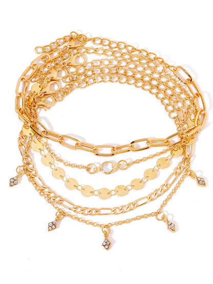 Tobillera con pulseras de cadena multicapa