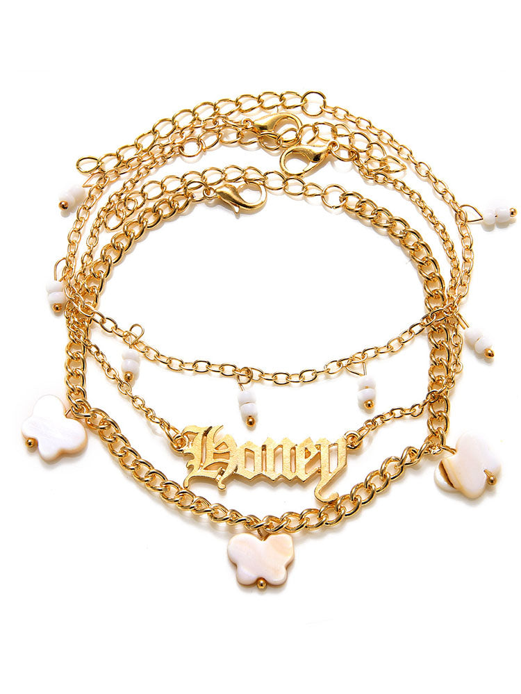 Tobillera con pulseras de cadena multicapa