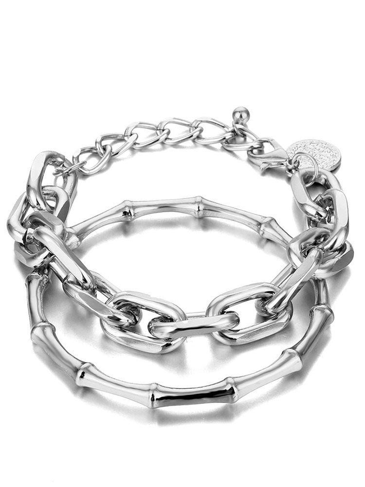 Tobillera con pulseras de cadena multicapa