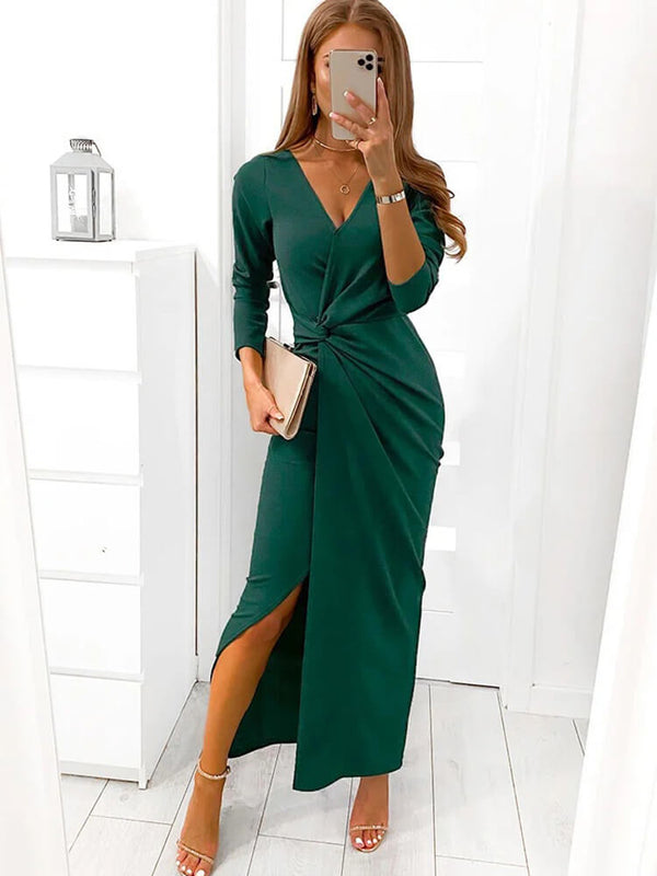 Long Sleeve Side Split Maxi Dress