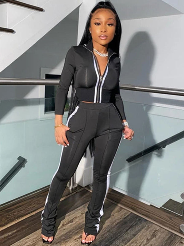 Two Piece Long Sleeve Sideline Jacket Pants Suit